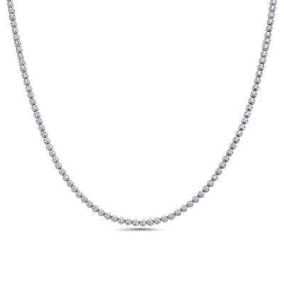 Classic Round Diamond Necklace, 5 Carat Total Weight, 14K White Gold
