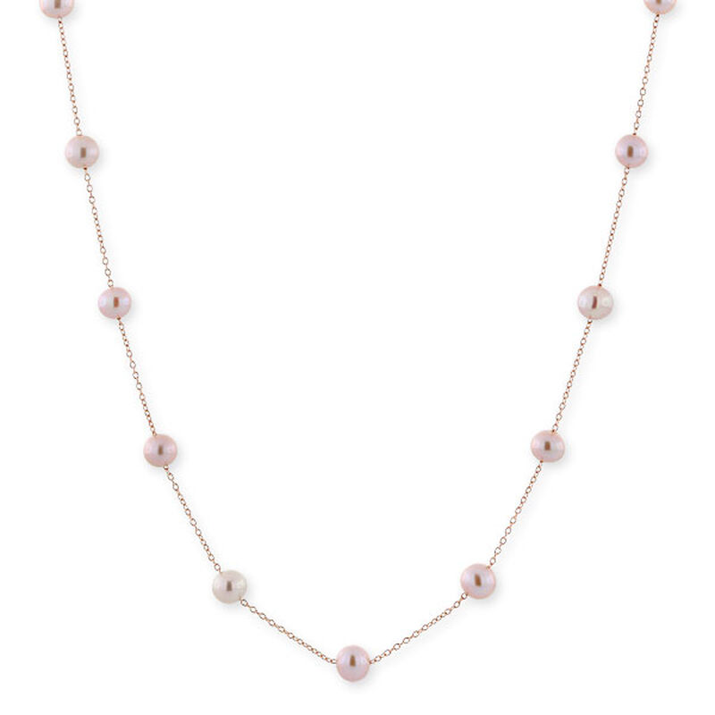 Rose Gold Freshwater Cultured Pearl Necklace 14K image number 2