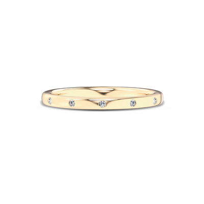 Classic Round Diamond Band, 0.04 Carat Total Weight, 14K Yellow Gold Size 6.5