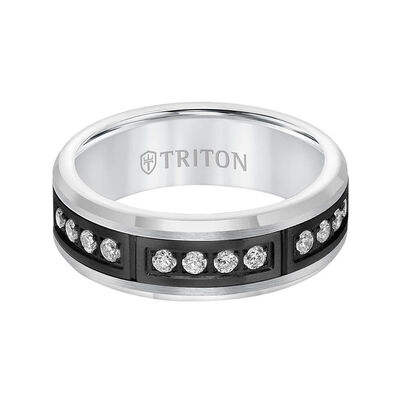 TRITON Stone Comfort Fit Channel Set Diamond Band in Tungsten, 7 mm&nbsp;
