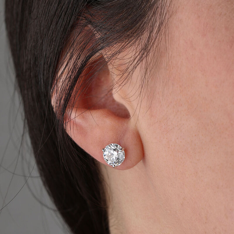 Ikuma Classic Round Diamond Studs, 3 Carat Total Weight,14K White Gold image number 2