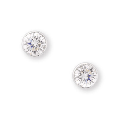 Invisible Bezel Classic Round Diamond Studs, &frac12; Carat, 14K White Gold