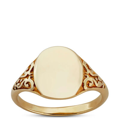 Toscano Signet Ring 14K, Yellow Gold