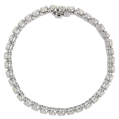 Classic Round Diamond Tennis Bracelet, 7 Carat Total Weight, 14K White Gold