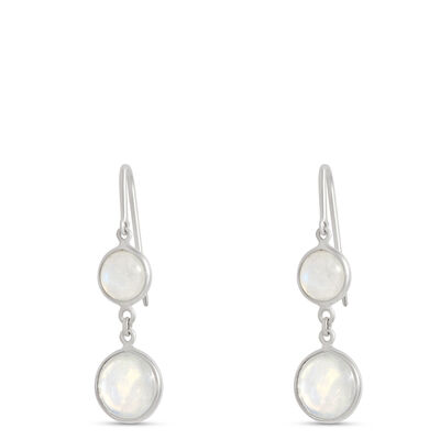 Rainbow Moonstone Drop Earrings, Sterling Silver