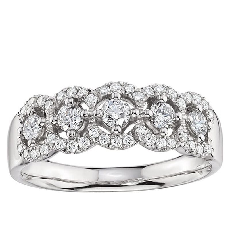 5-Stone Diamond Halo Ring 14K image number 0