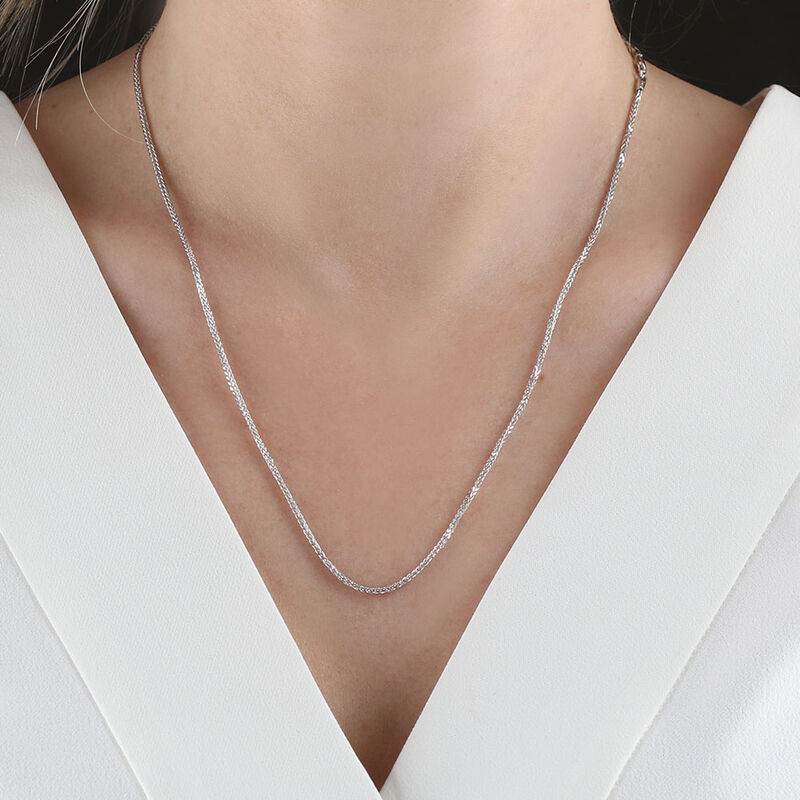 20-Inch Square Wheat Chain 14K White Gold image number 1