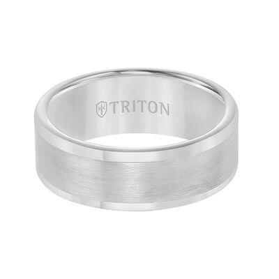 TRITON Contemporary Comfort Fit Satin Finish Band in Grey Tungsten, 8 mm&nbsp;