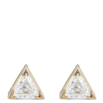 Fancy Shape Trillion Diamond Stud, ⅓ Carat, 14K Yellow Gold