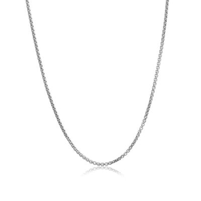 24-Inch Hollow Round Box Chain 14K White Gold