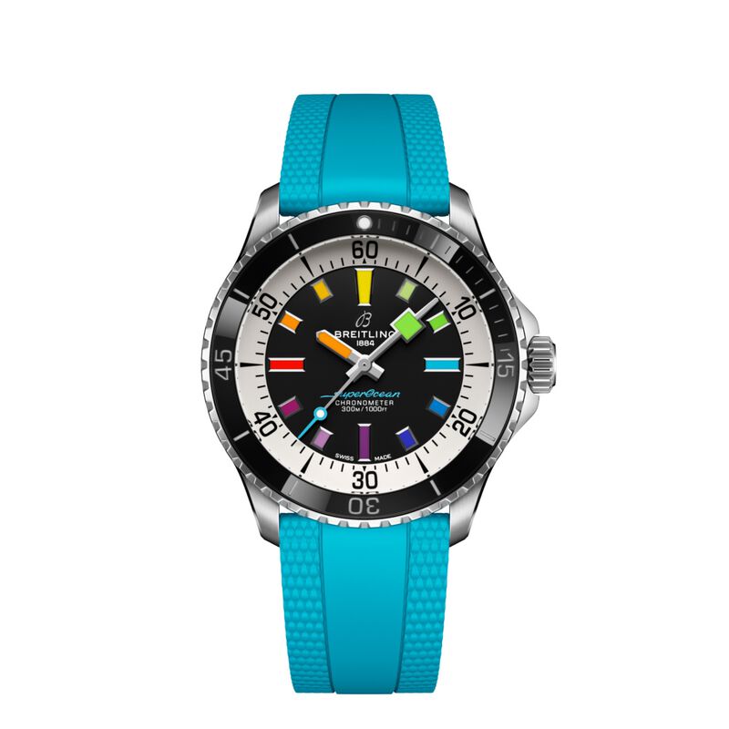 Breitling Superocean Automatic Diver Pro Black Dial And Blue Rubber Strap Watch, 42 mm image number 0