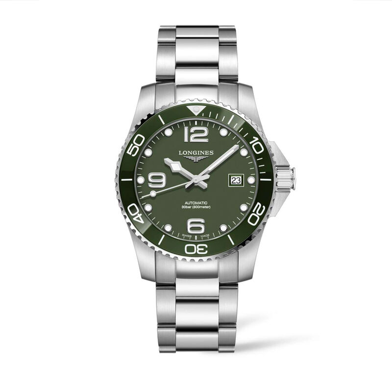 Longines HydroConquest Watch Green Dial Steel Bracelet, 41mm image number 0