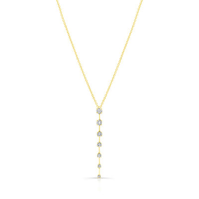 Rahaminov Diamond Drop Bar Pendant Necklace, 18K Yellow Gold