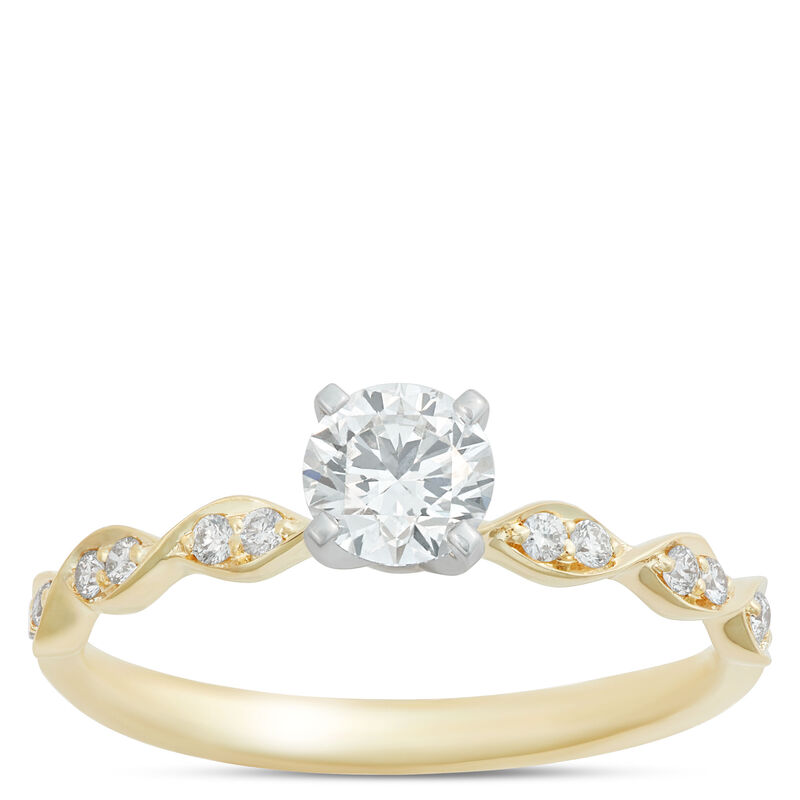 Round Diamond Bridal Set, 14K Yellow Gold image number 2