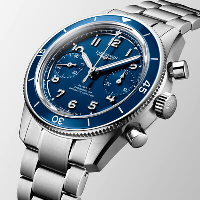 Longines Spirit Pilot Flyback Blue Dial Watch, 39.5mm