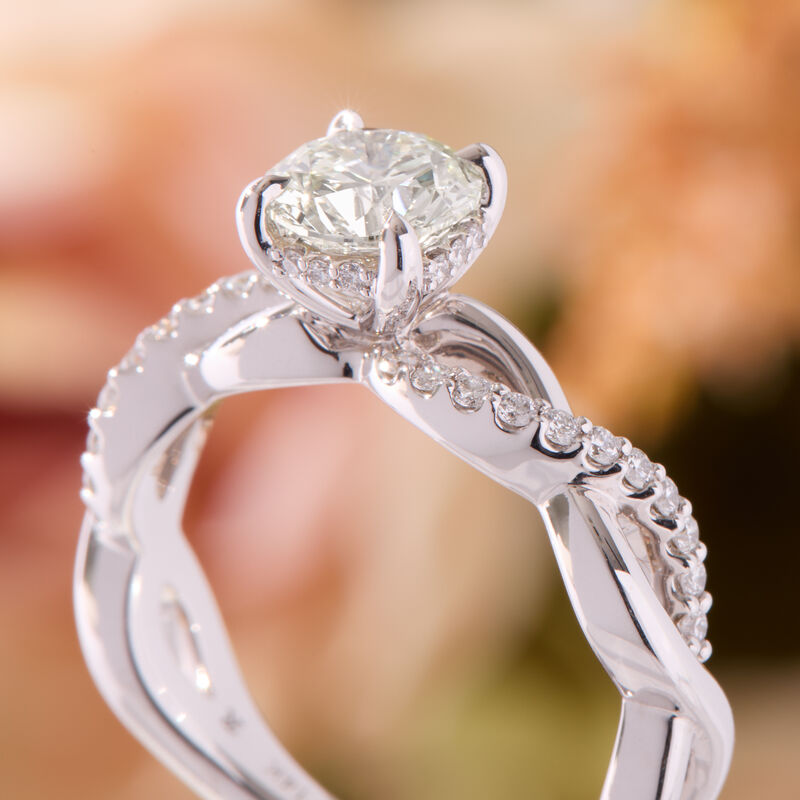Bella Ponte Open Twist Shank Diamond Engagement Ring, 14K White Gold image number 2
