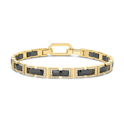 Roberto Coin 18K Yellow Gold Navarra Black Ceramic Enamel Rectangle Link Bracelet