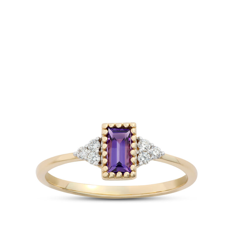 Emerald Cut Amethyst Ring, 14K Yellow Gold image number 0