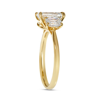 Emerald Cut Diamond Engagement Ring, 3 Carat Total Weight, 18K Yellow Gold