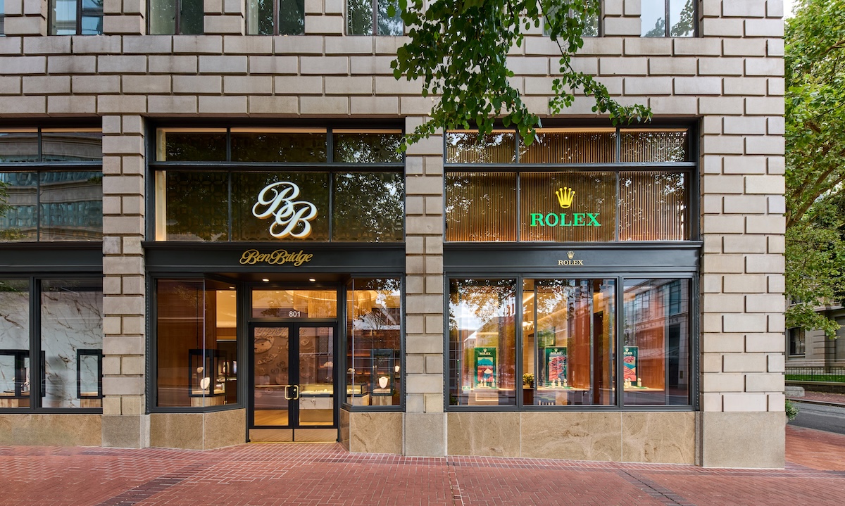 The exterior of a Ben Bridge Rolex showroom in downtown Portland, Oregon.