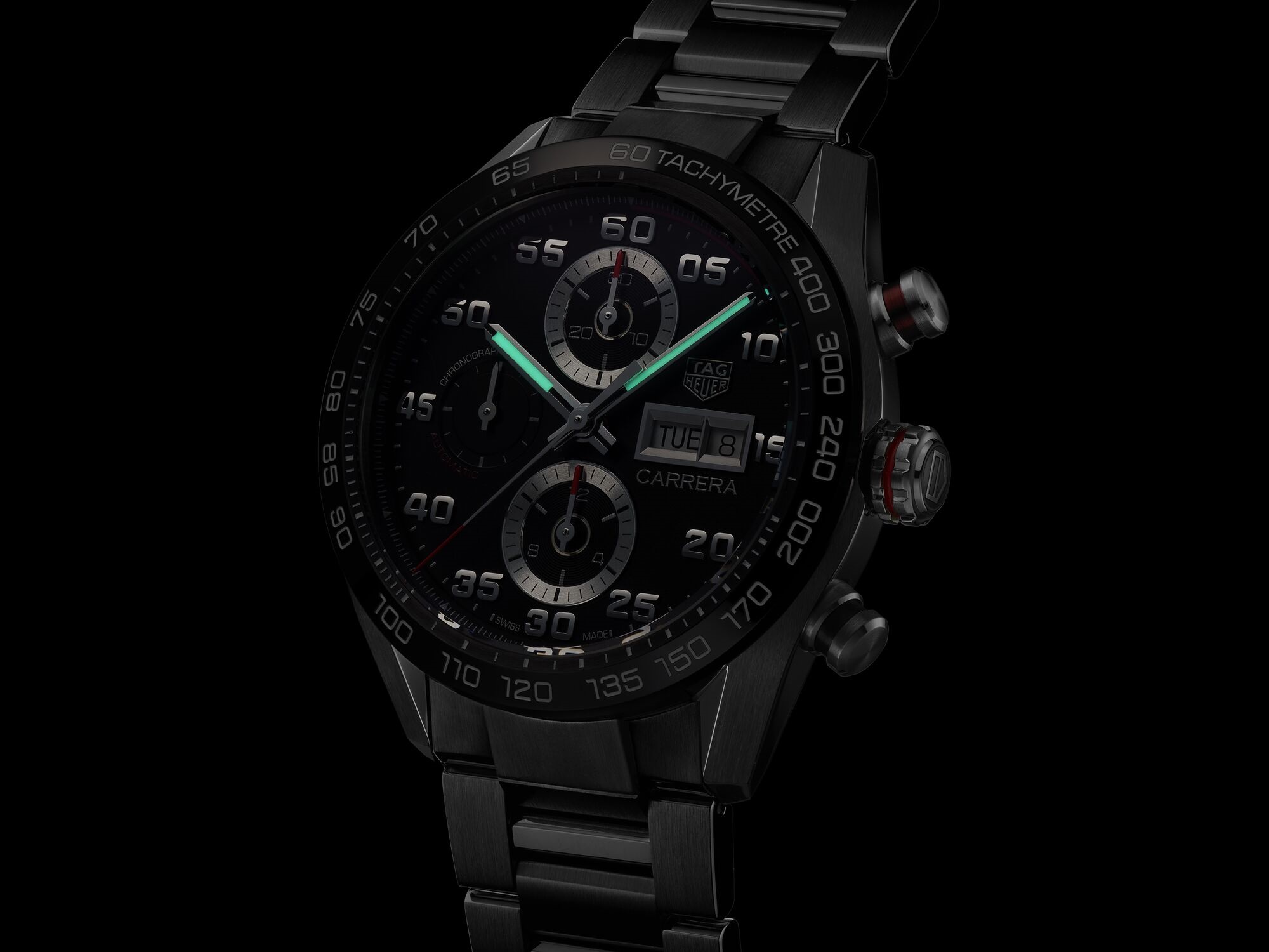 TAG Heuer Carrera Calibre 16 Watch Steel Case Black Dial, 44mm