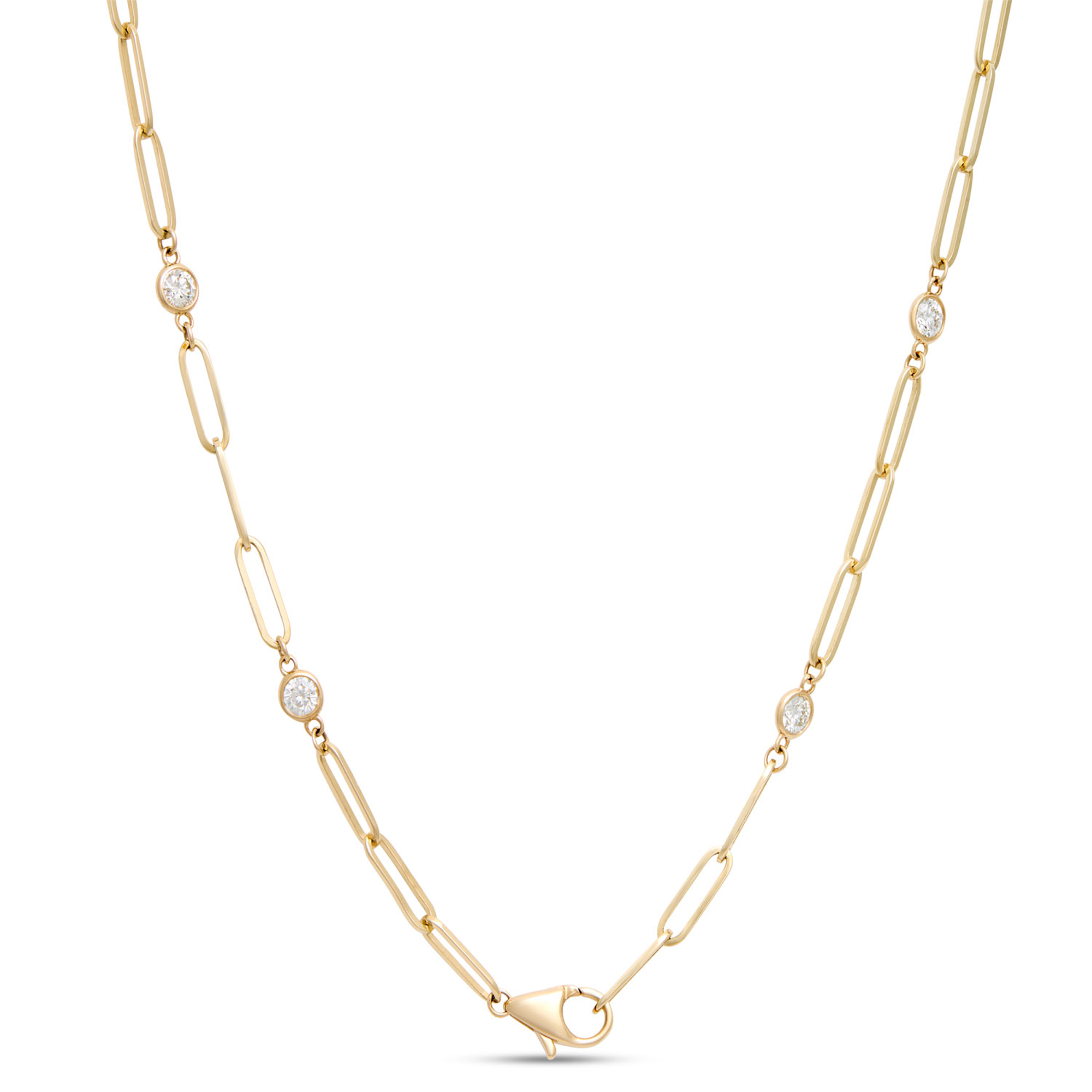 Classic 18-Inch Round Diamond Station Necklace, 1 &frac12; Total Carat Weight, 14K Yellow Gold