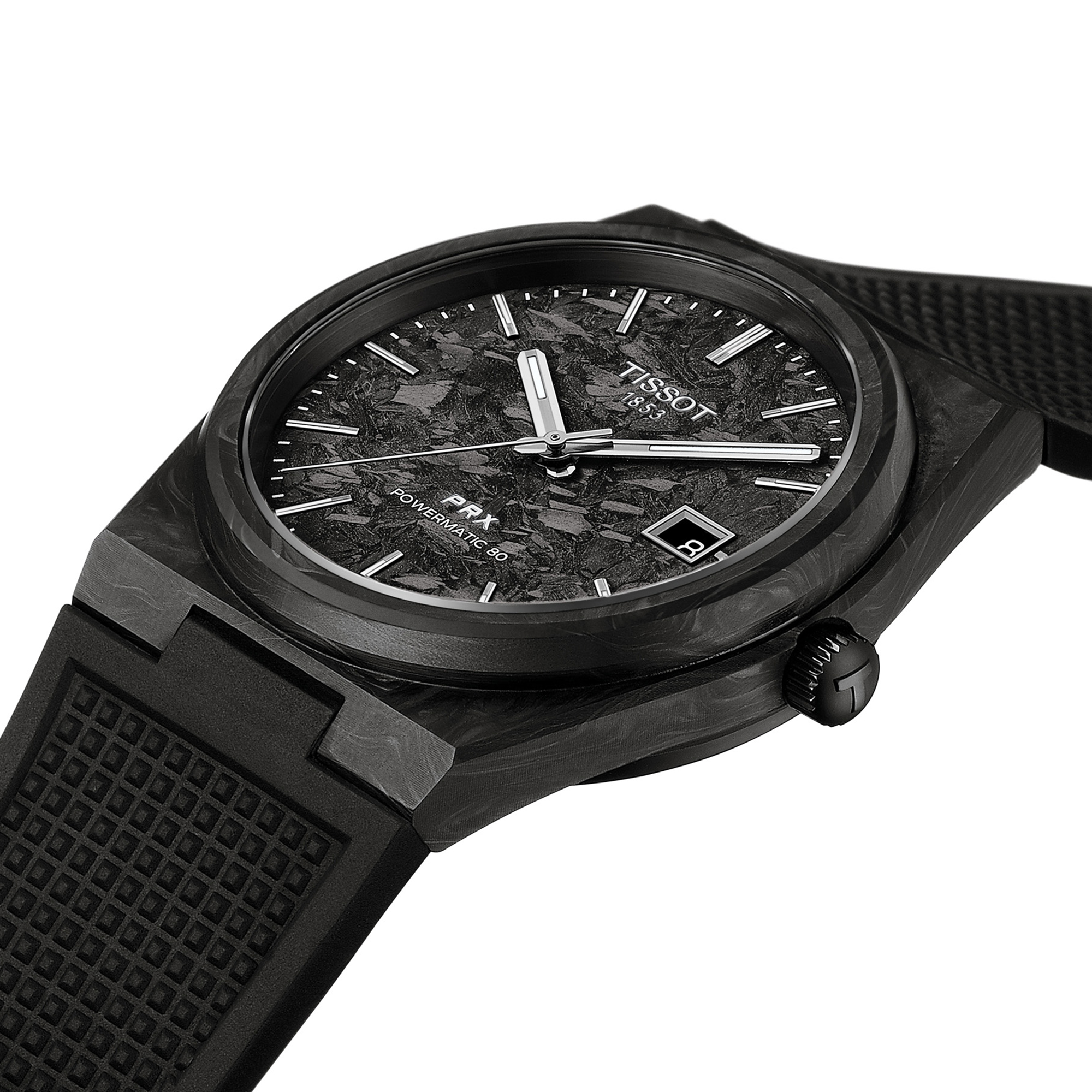 TISSOT PRX Carbon Black Dial Watch, 40.5mm