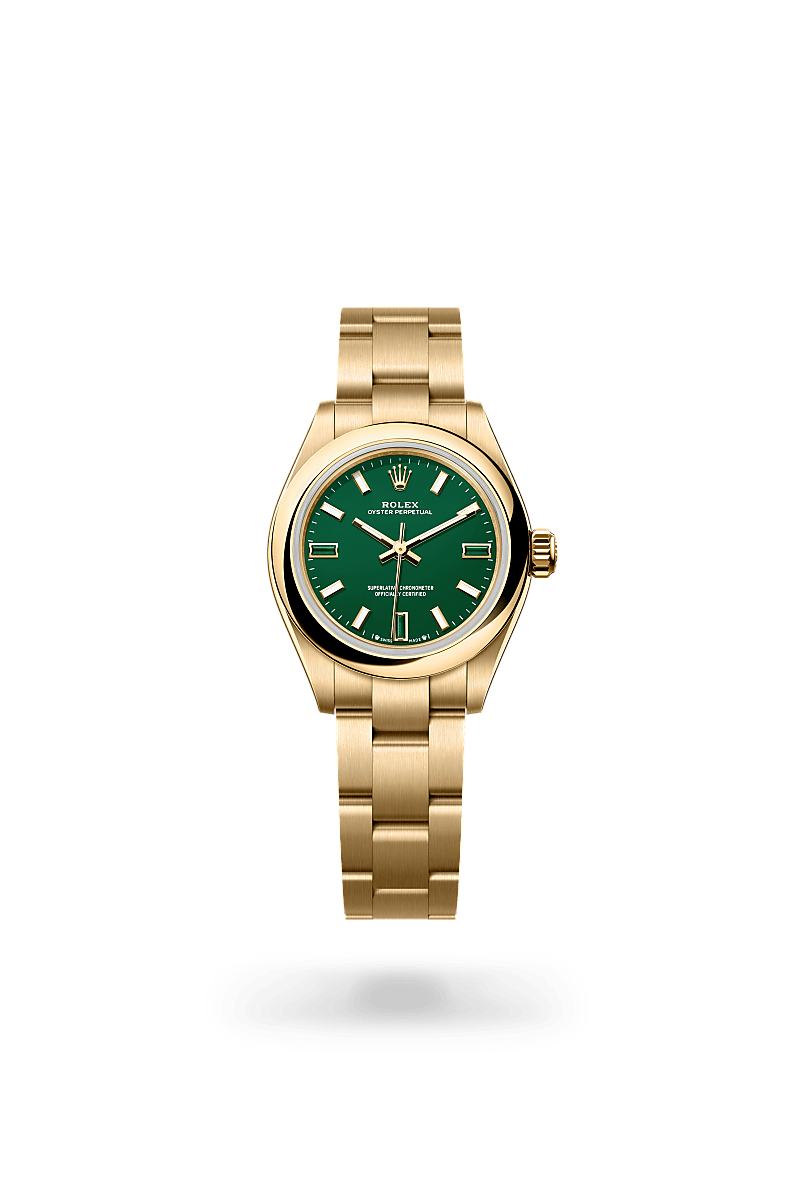 rolex oyster perpetual in 18 ct yellow gold, m276208-0002 - ben bridge