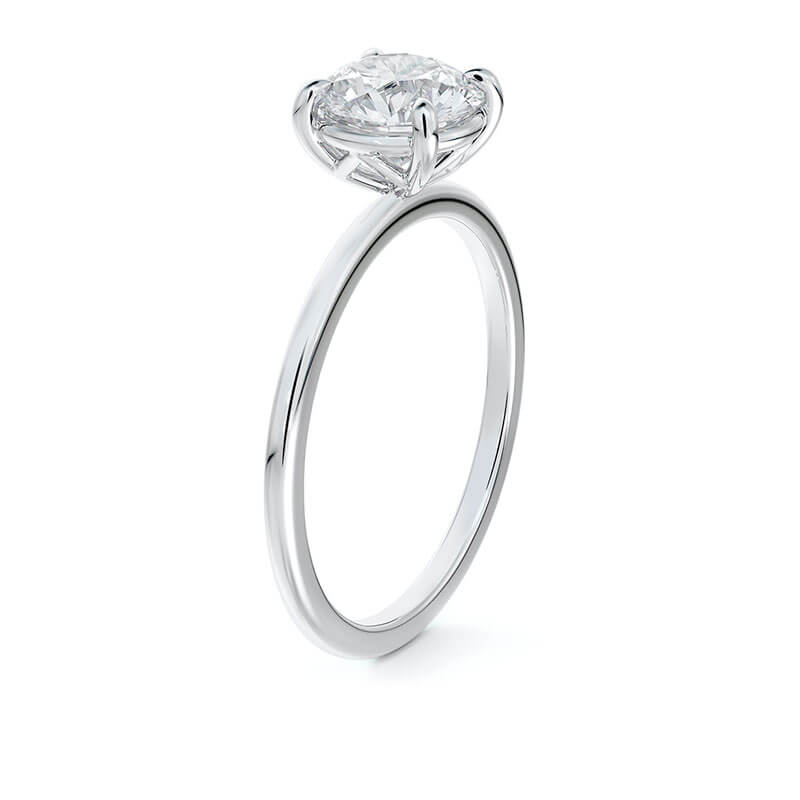 Round Diamond Solitaire Ring, 18K White Gold