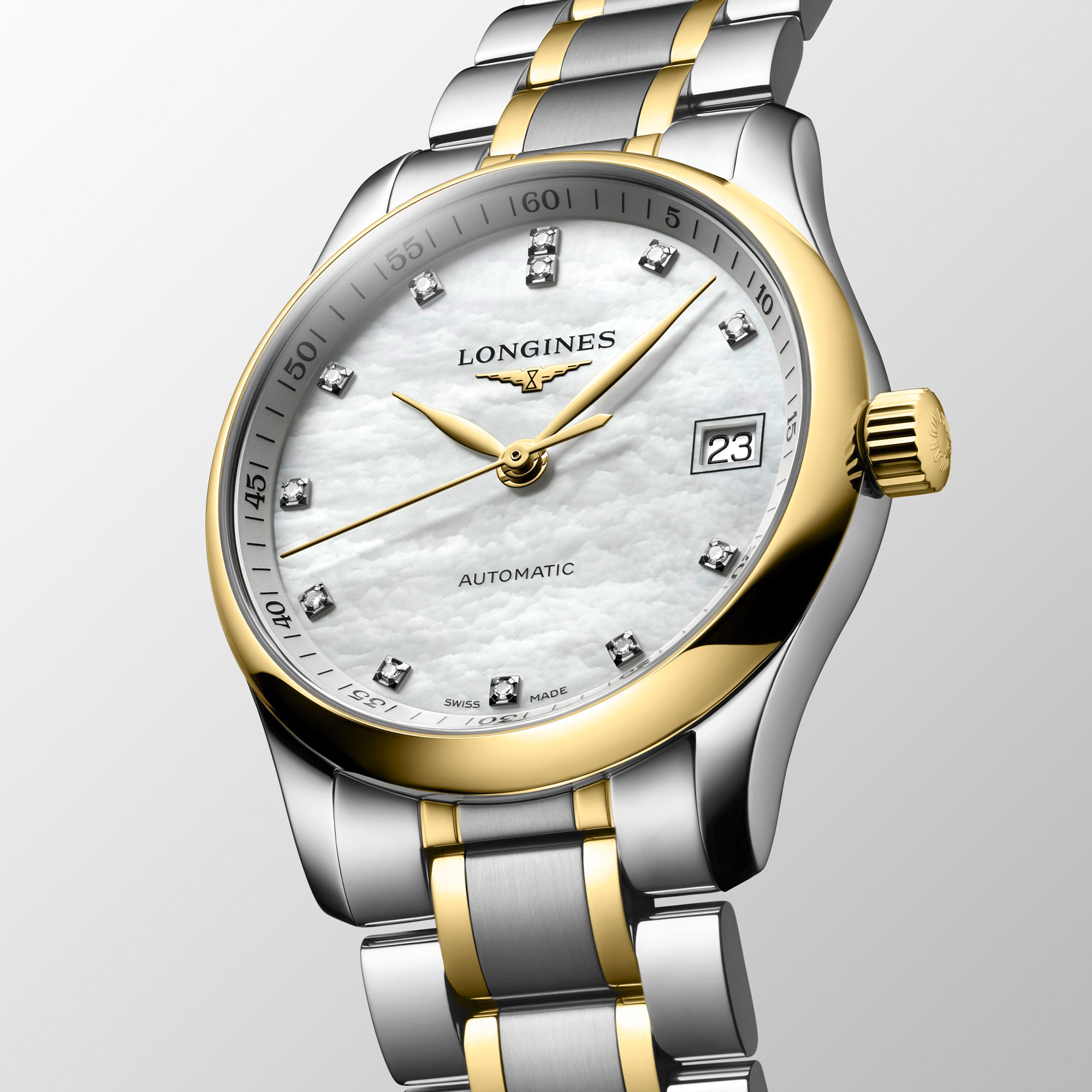 Longines Master Collection Watch White Mother of Pearl Dial, 34mm
