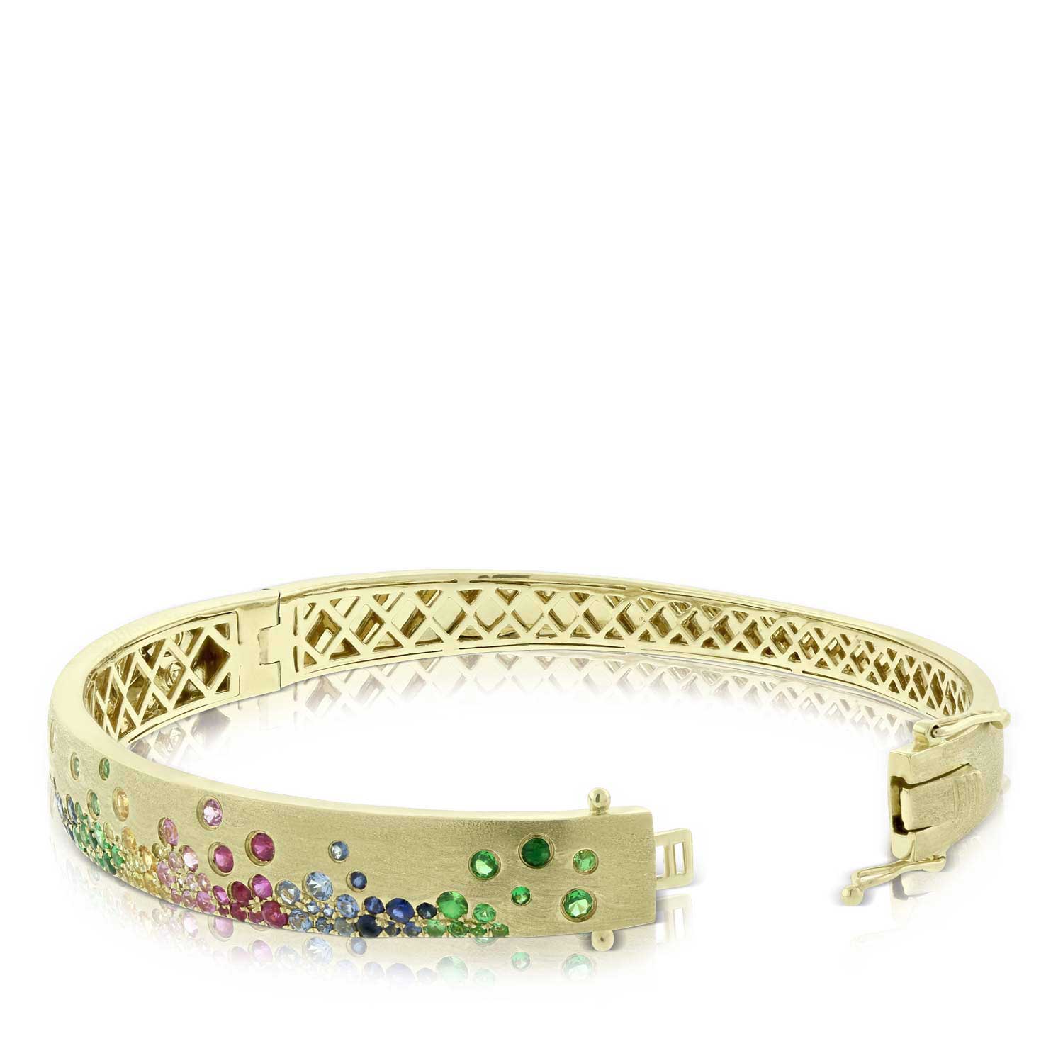 Rainbow Sapphire Bangle, 14K Yellow Gold