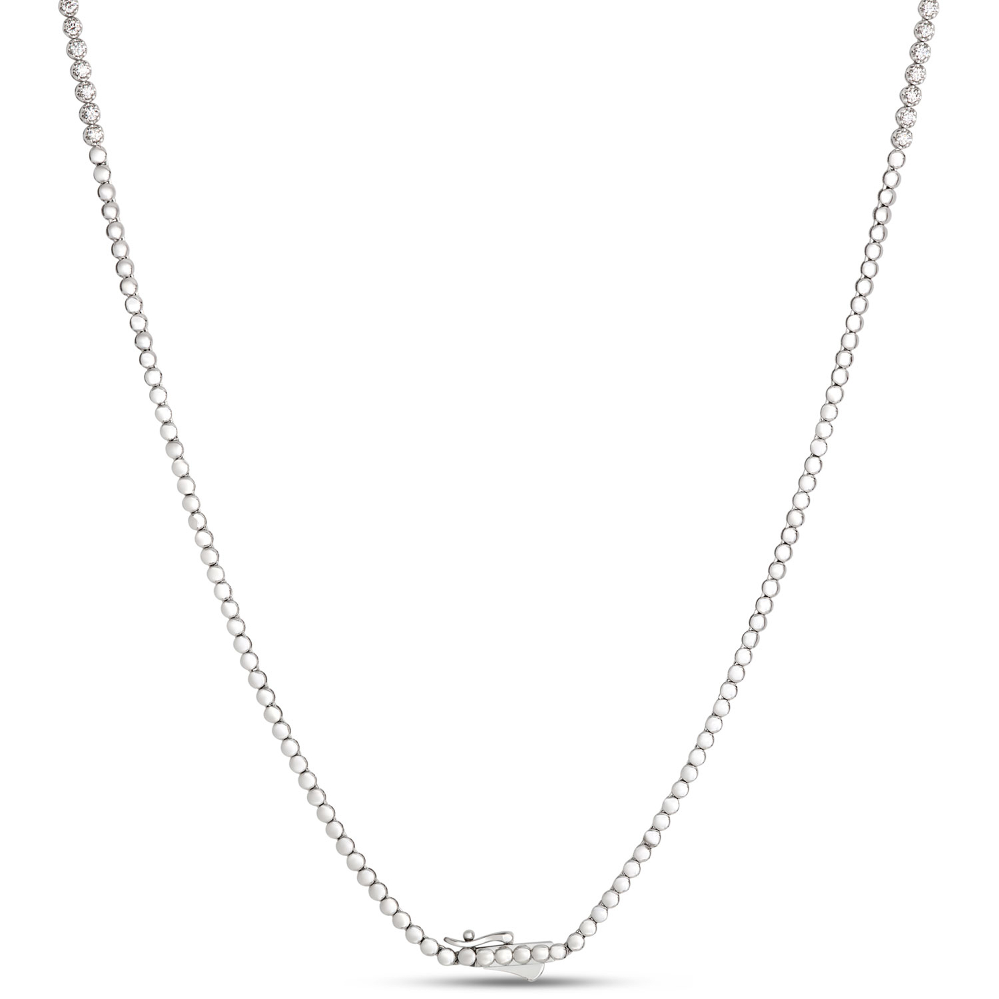 Classic Round Diamond Necklace, 2 Total Carat Weight, 14k White Gold