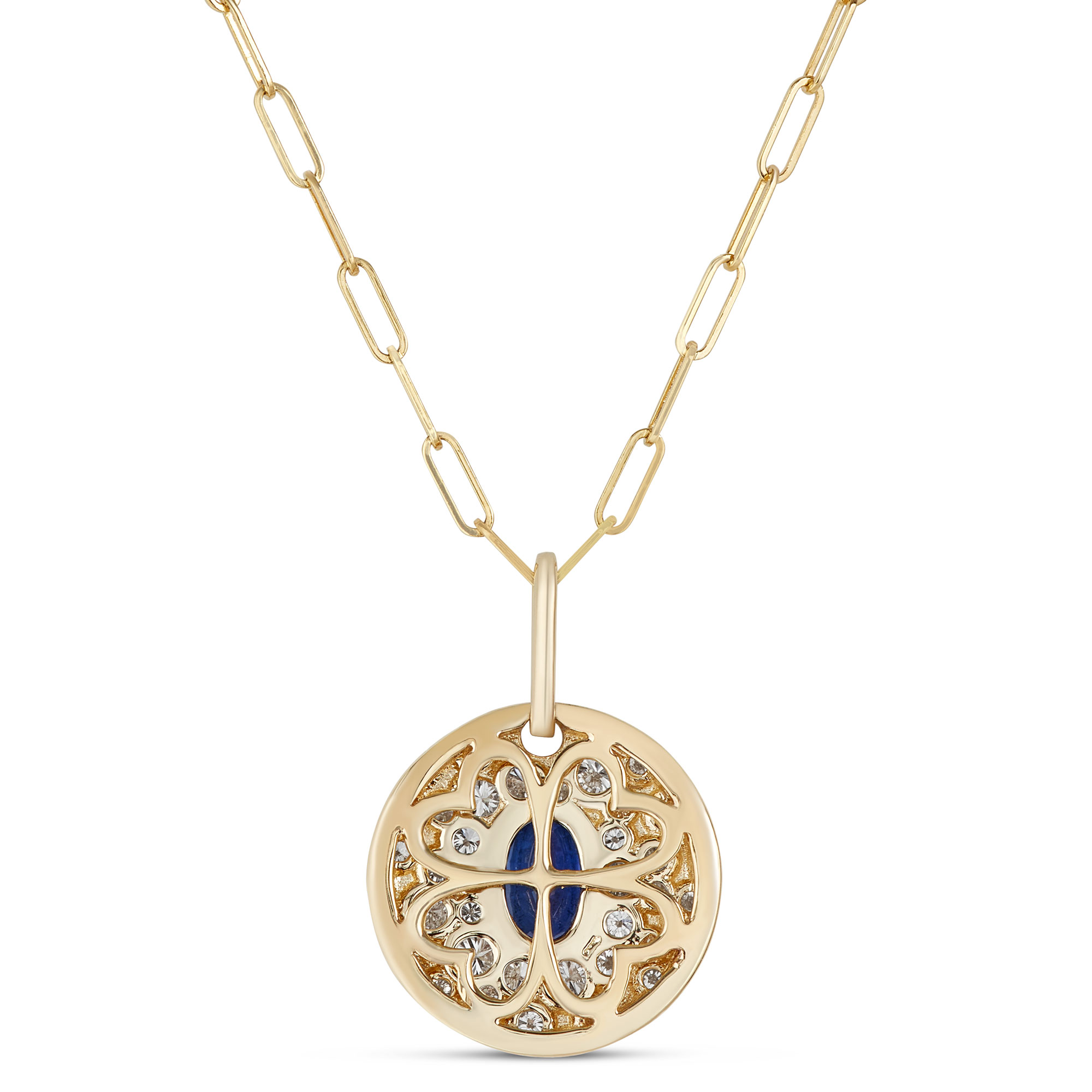Confetti Oval Sapphire Pendant, 14K Yellow Gold