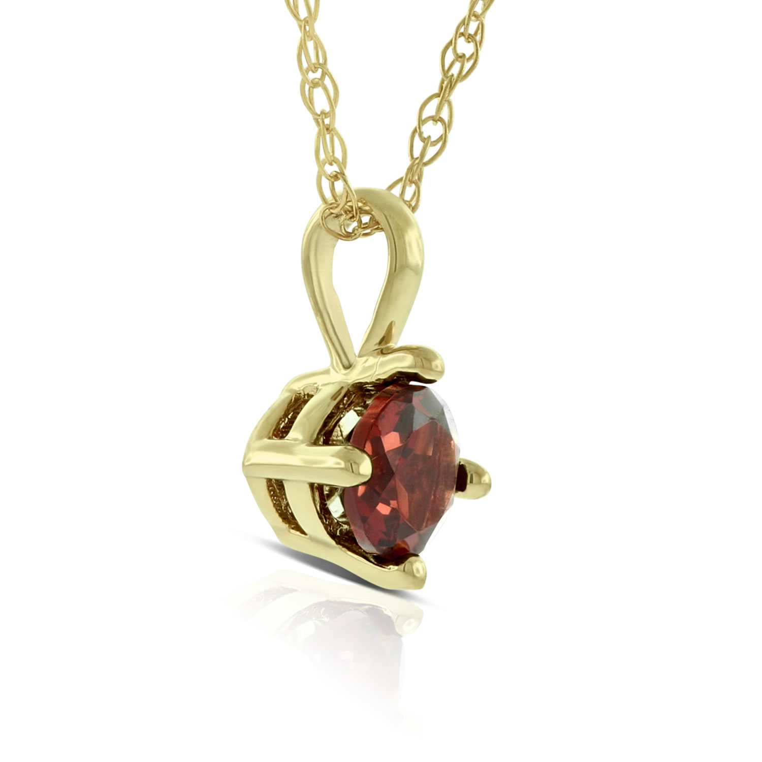 Round Garnet Pendant 14K