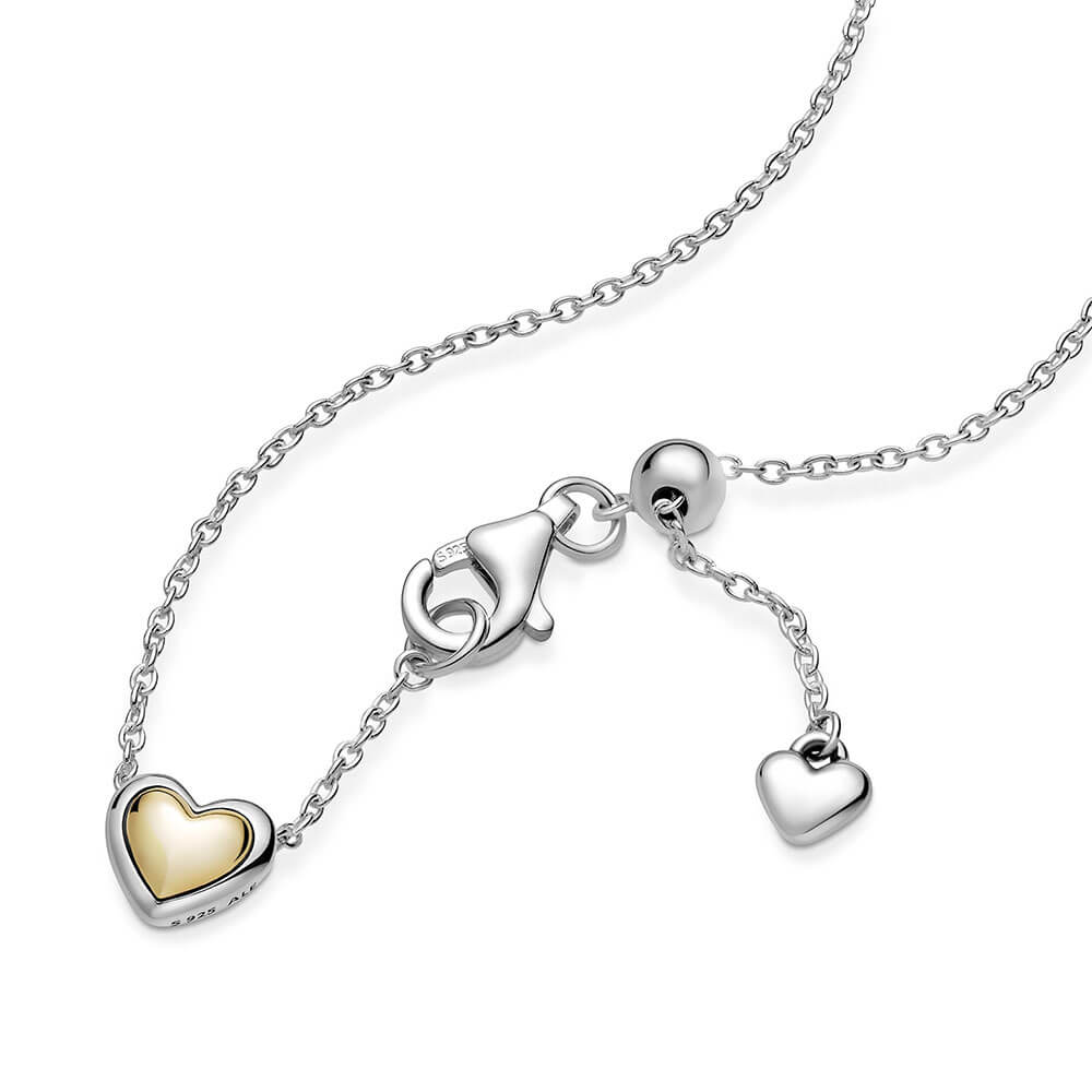 Pandora Domed Golden Heart Collier Necklace, 14K &Silver 399399C0045