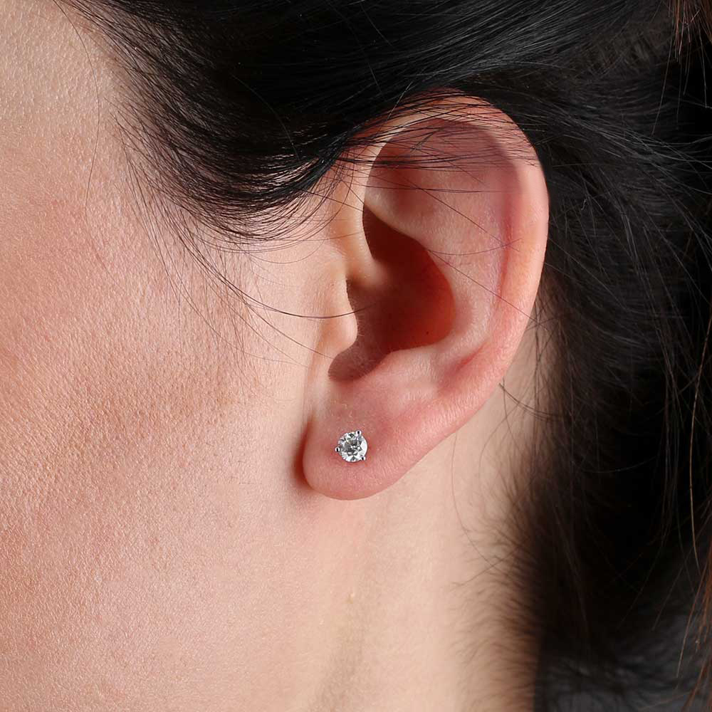Classic Round Diamond Studs, 1/2 Carat Total Weight, in 14K White Gold