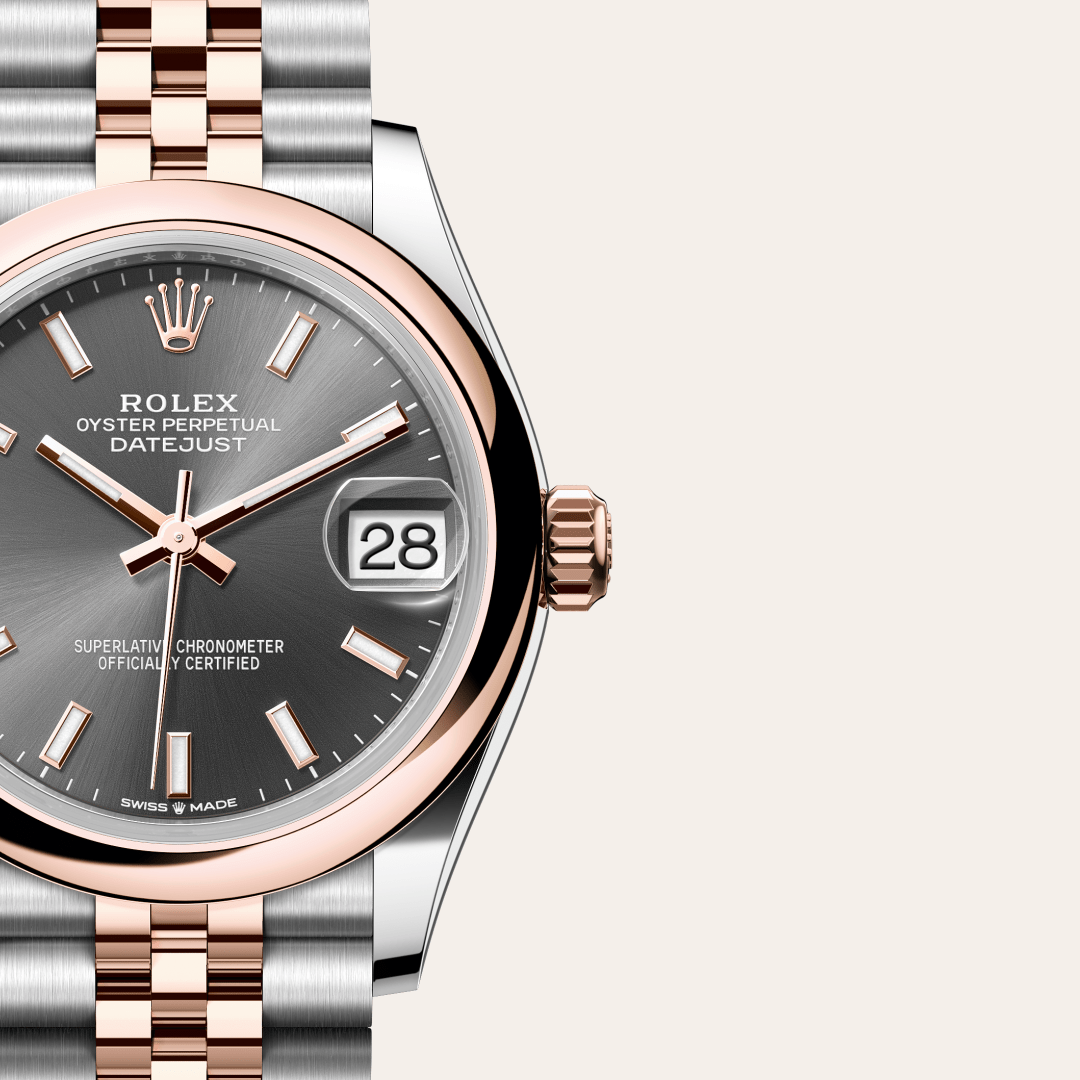 rolex datejust in everose rolesor - combination of oystersteel and everose gold, m278241-0018 - watch dial - ben bridge