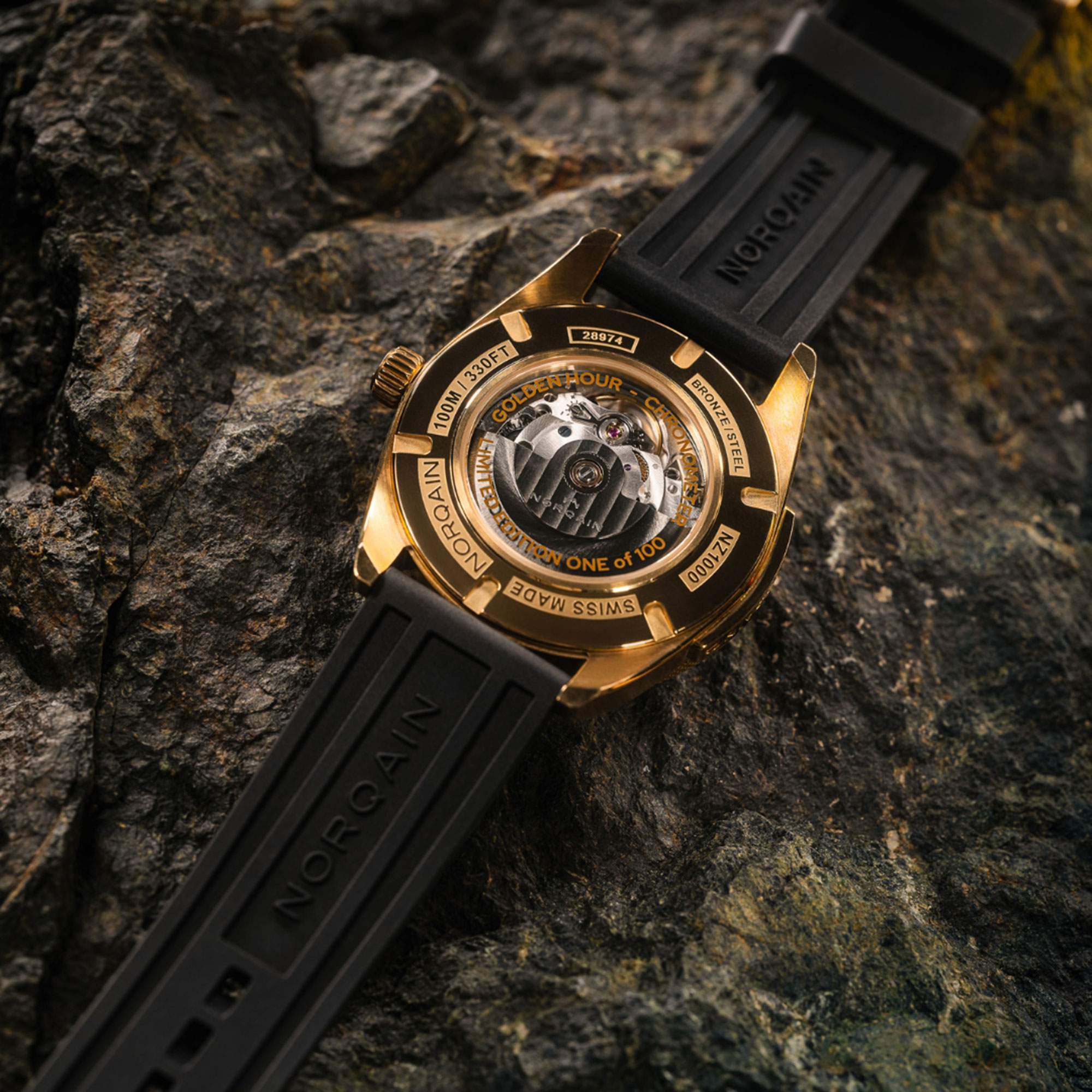 NORQAIN Adventure Sport "GOLDEN HOUR" Chronometer Limited Edition Black Dial Watch, 42mm