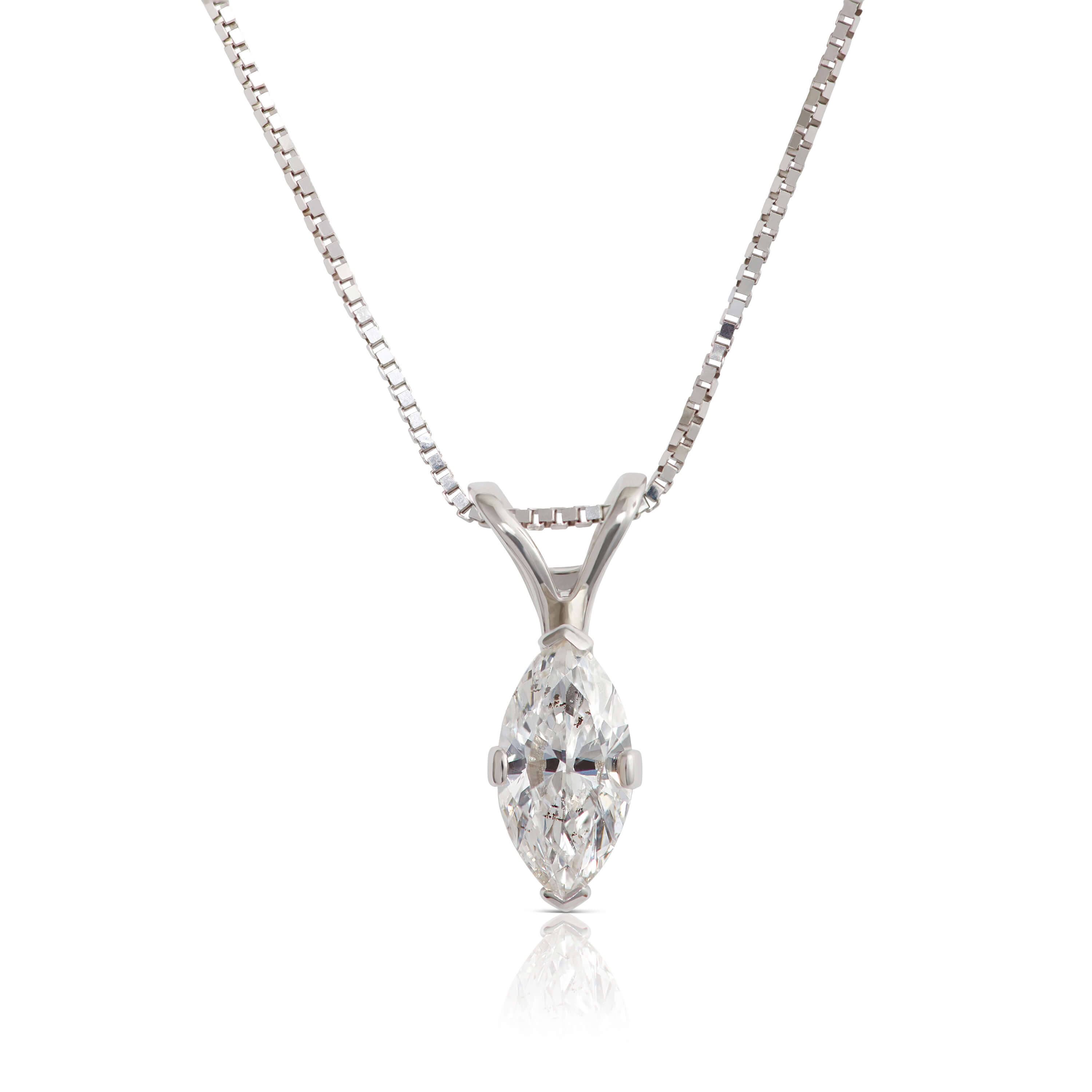 Marquise Diamond Solitaire Pendant 14K 