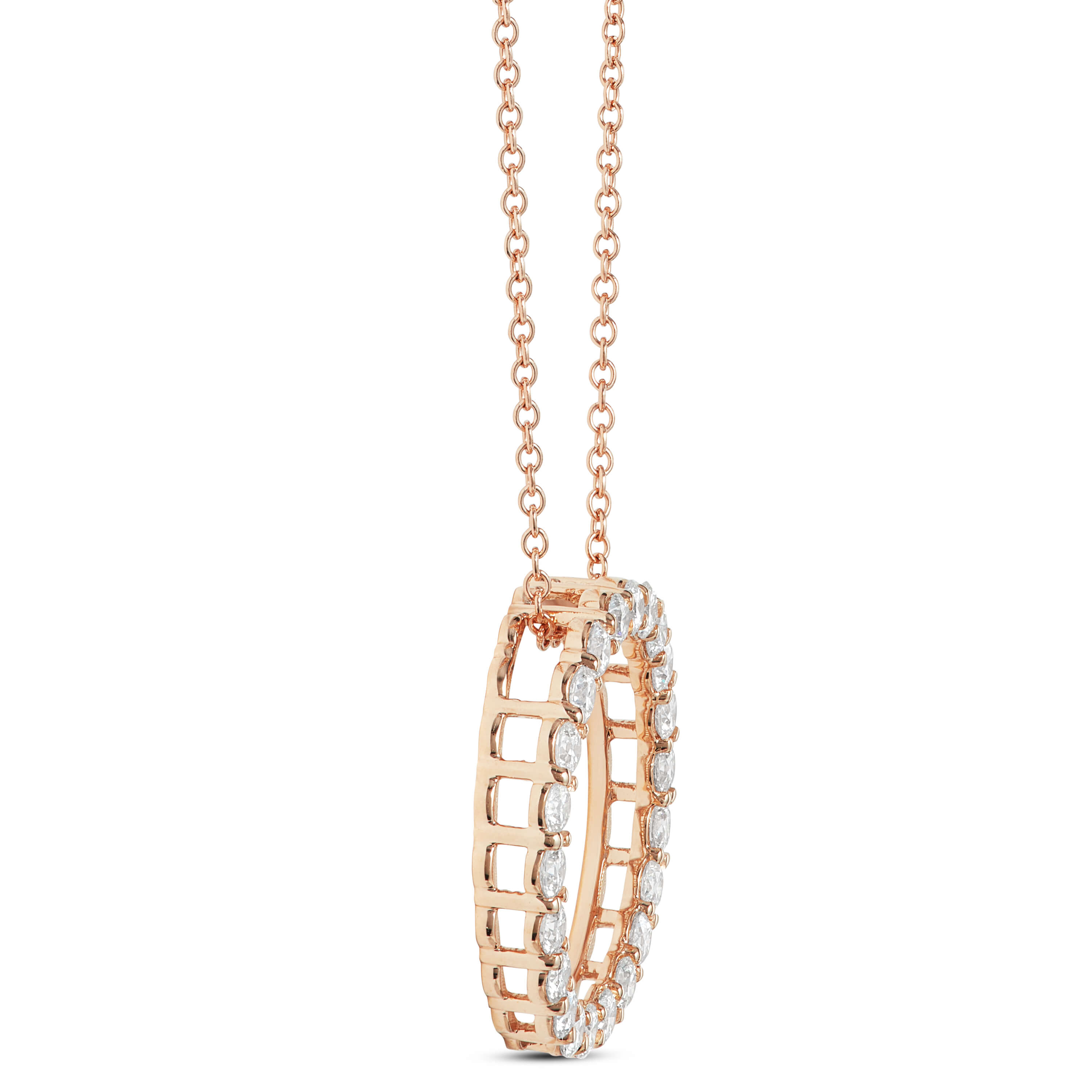 Rose Gold Diamond Circle Pendant 14K, 1 ctw.