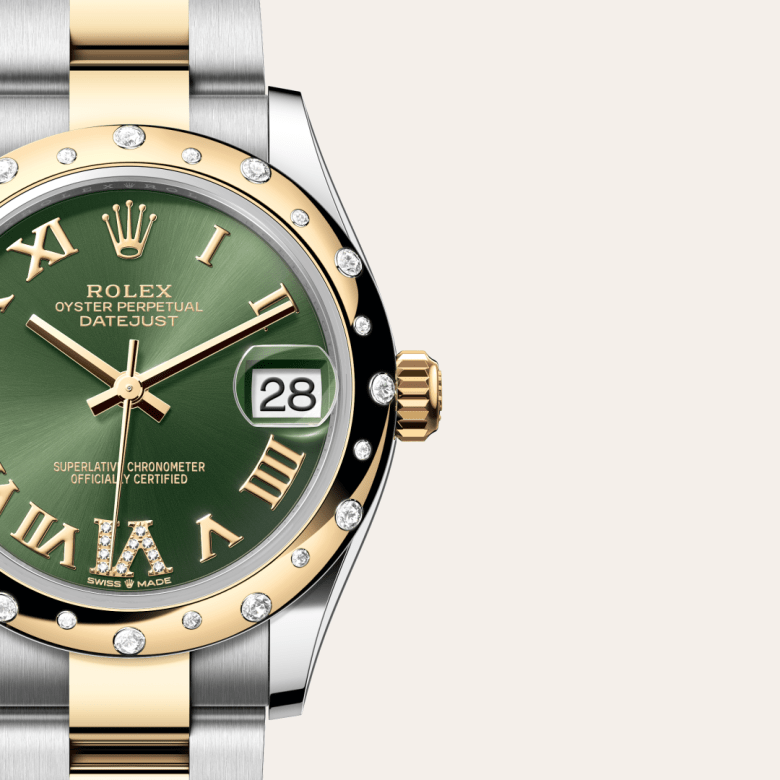 rolex datejust in yellow rolesor - combination of oystersteel and yellow gold, m278343rbr-0015 - watch dial - ben bridge
