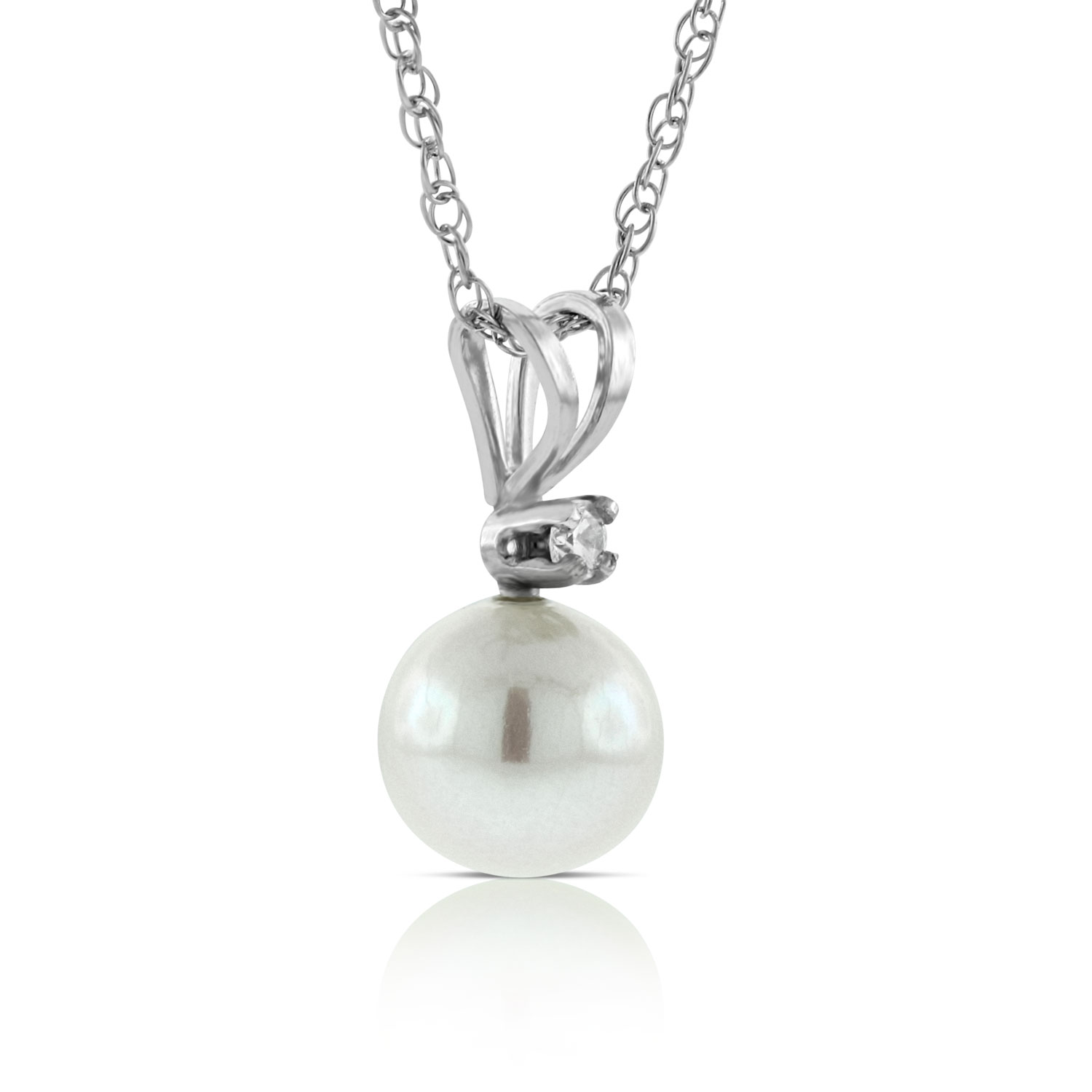 Freshwater Cultured Pearl & Diamond Pendant 14K