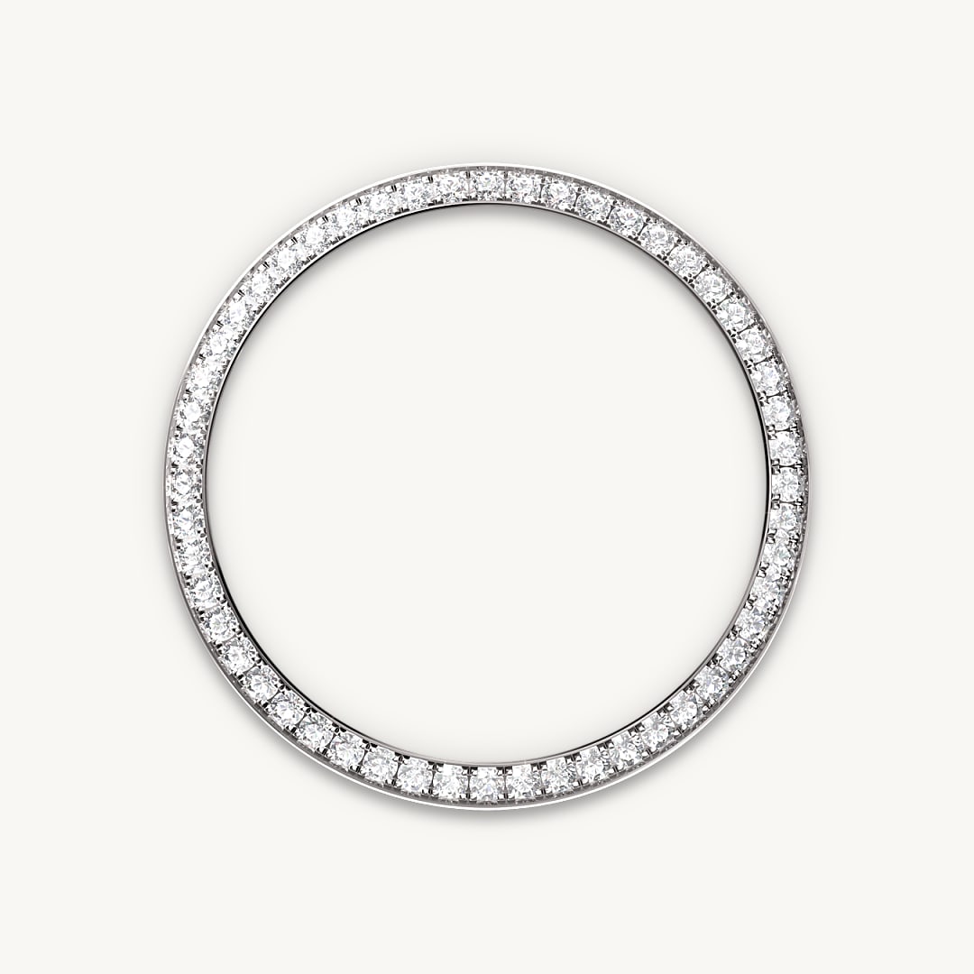 rolex datejust in white rolesor - combination of oystersteel and white gold, m126284rbr-0011 - diamond-set bezel - ben bridge