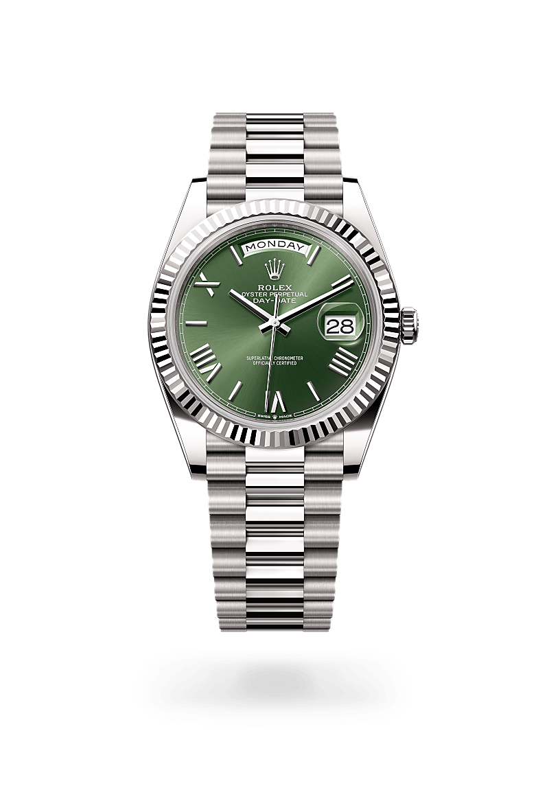 rolex day-date in 18 ct white gold, m228239-0033 - ben bridge