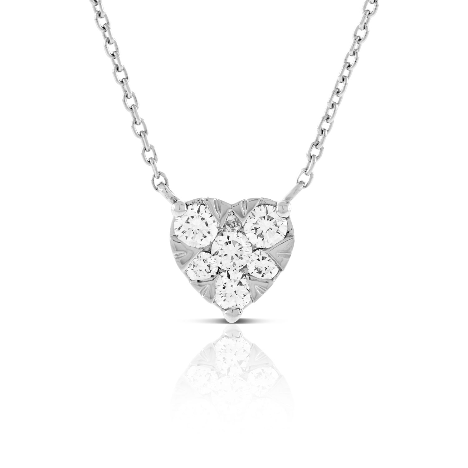 Cluster Diamond Heart Necklace 14K 