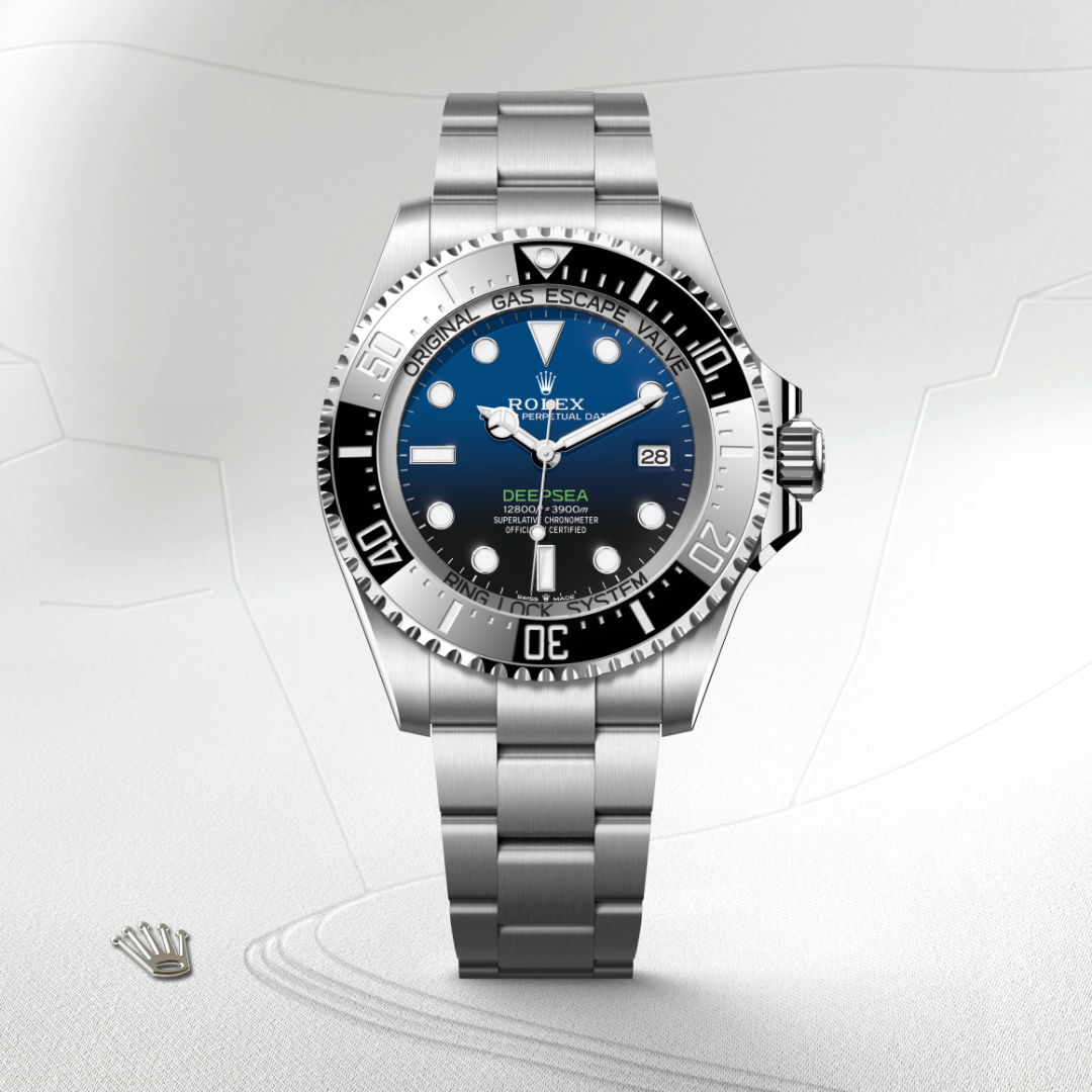 rolex deepsea in oystersteel, m136660-0005 - watch with background color - ben bridge