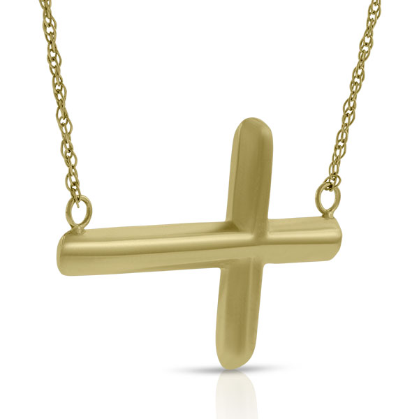 Sideways Cross Necklace 14K