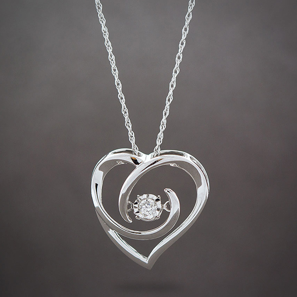 Love's Pulse Diamond Heart Pendant 14K