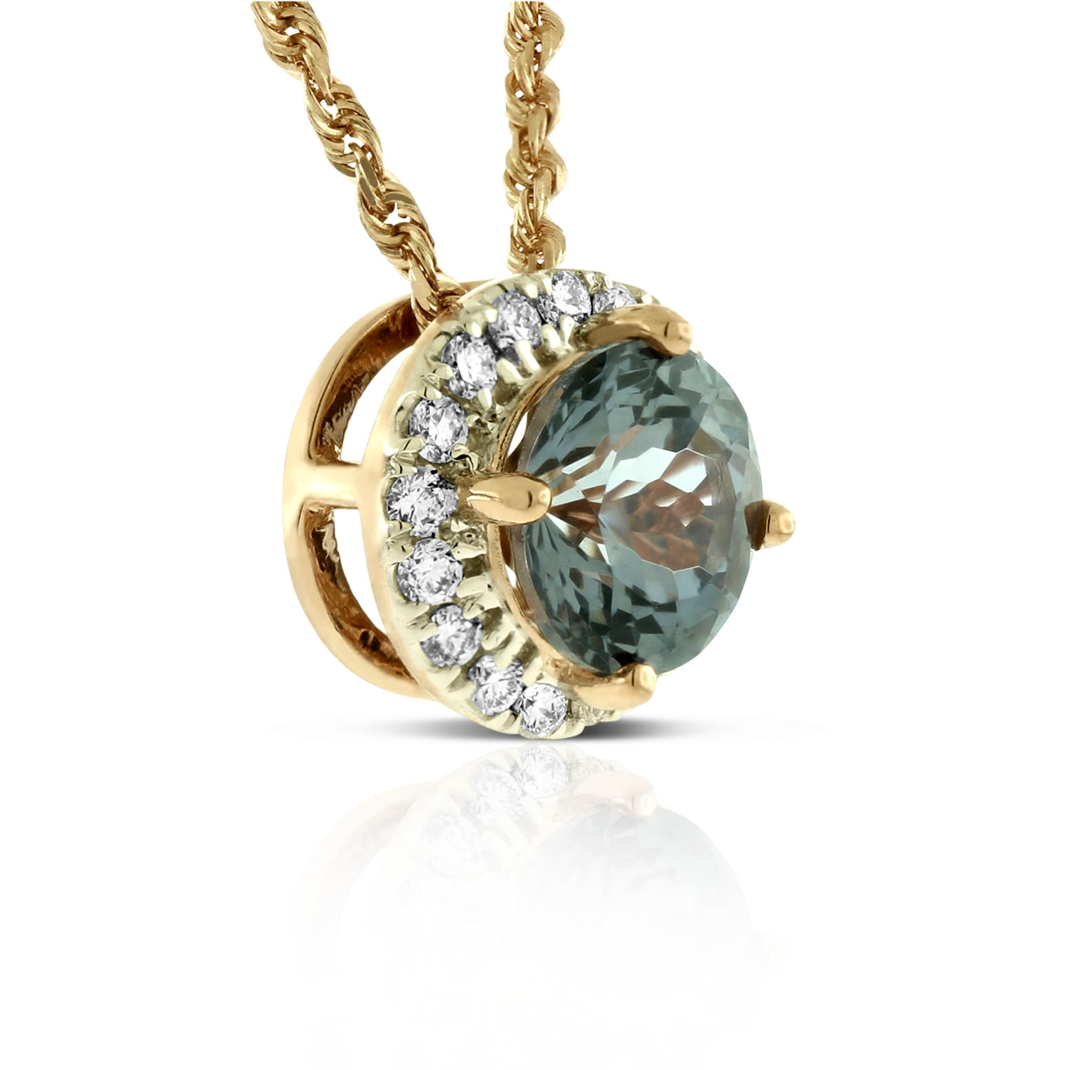 Rose Gold Gray Spinel & Diamond Halo Pendant 14K&nbsp;