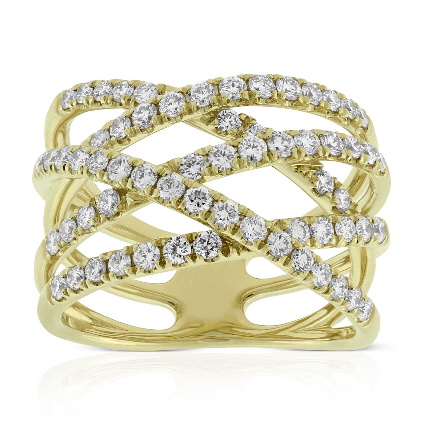 Diamond Criss Cross Ring Yellow Gold Deals, 58% OFF | www 
